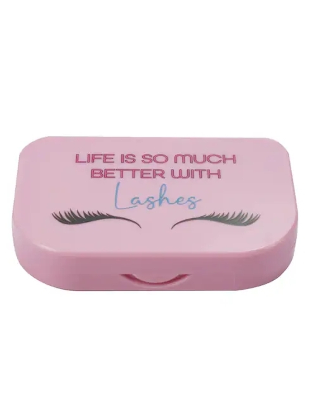Pink Lash Case with 'Life Is So Much Better With Lashes' Print
